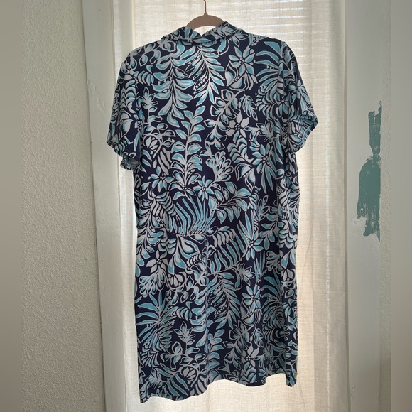 Lilly Pulitzer Dune Dress UPF 50+; Blue Tropical Floral Print - Picture 3 of 7